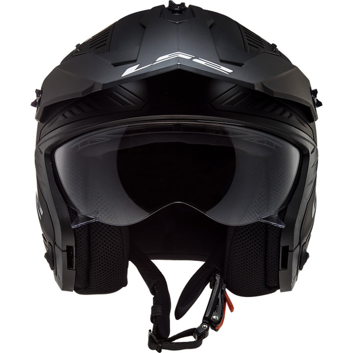 LS2 Helmets Drifter Solid Helmet Matte Black - Front View with Chin Bar Removed