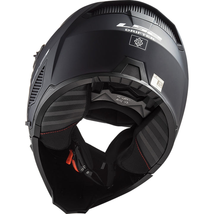 LS2 Helmets Drifter Solid Helmet Matte Black - Angled Rear Left Side View