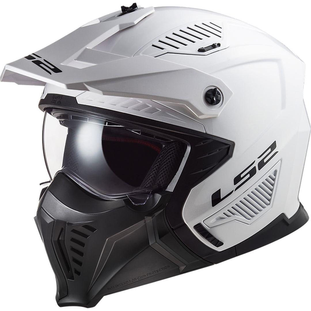 LS2 Helmets Drifter Solid Helmet Gloss White - Front Left Side View