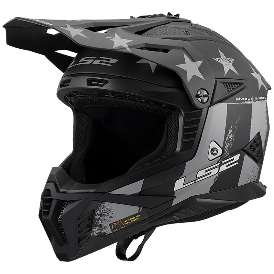 LS2 Helmets Gate II Battle Scar Helmet Matte Tonal Gray/Black - Front Left Side View
