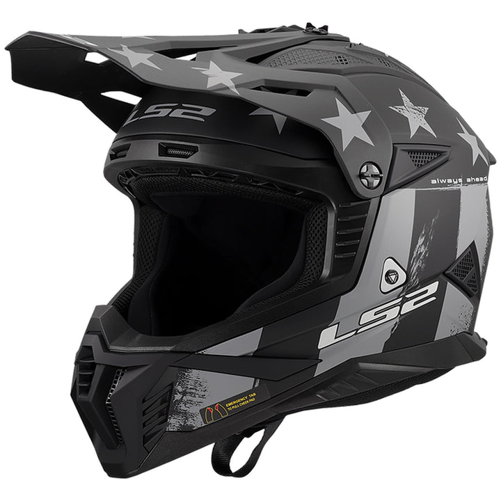 LS2 Helmets Gate II Battle Scar Helmet Matte Tonal Gray/Black - Front Left Side View