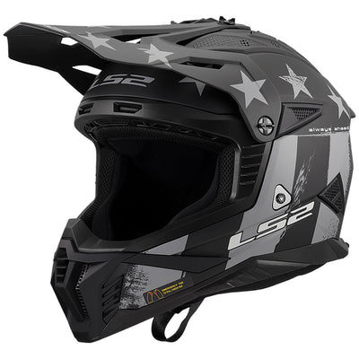 LS2 Helmets Gate II Battle Scar Helmet Matte Tonal Gray/Black - Front Left Side View