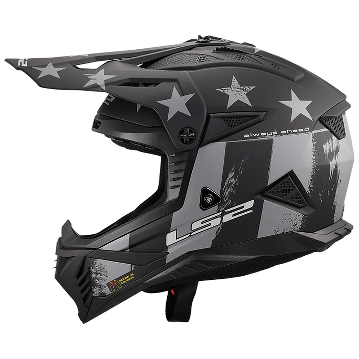 LS2 Helmets Gate II Battle Scar Helmet Matte Tonal Gray/Black - Left Side View