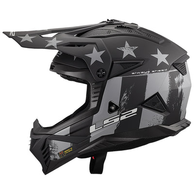 LS2 Helmets Gate II Battle Scar Helmet Matte Tonal Gray/Black - Left Side View