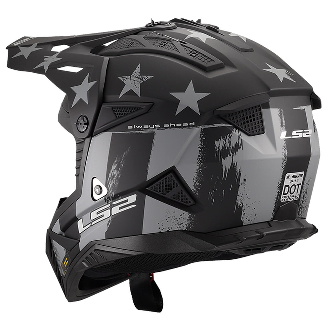 LS2 Helmets Gate II Battle Scar Helmet Matte Tonal Gray/Black - Rear Left Side View