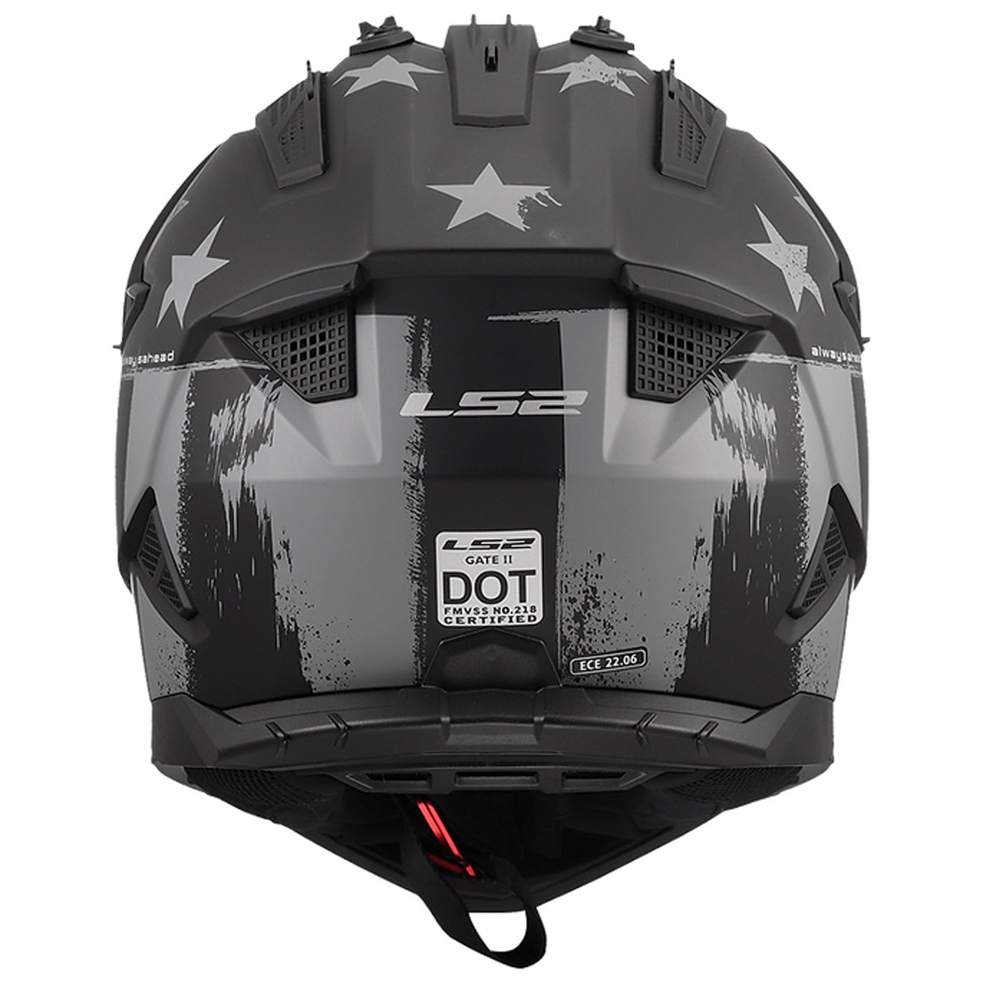 LS2 Helmets Gate II Battle Scar Helmet Matte Tonal Gray/Black - Rear View