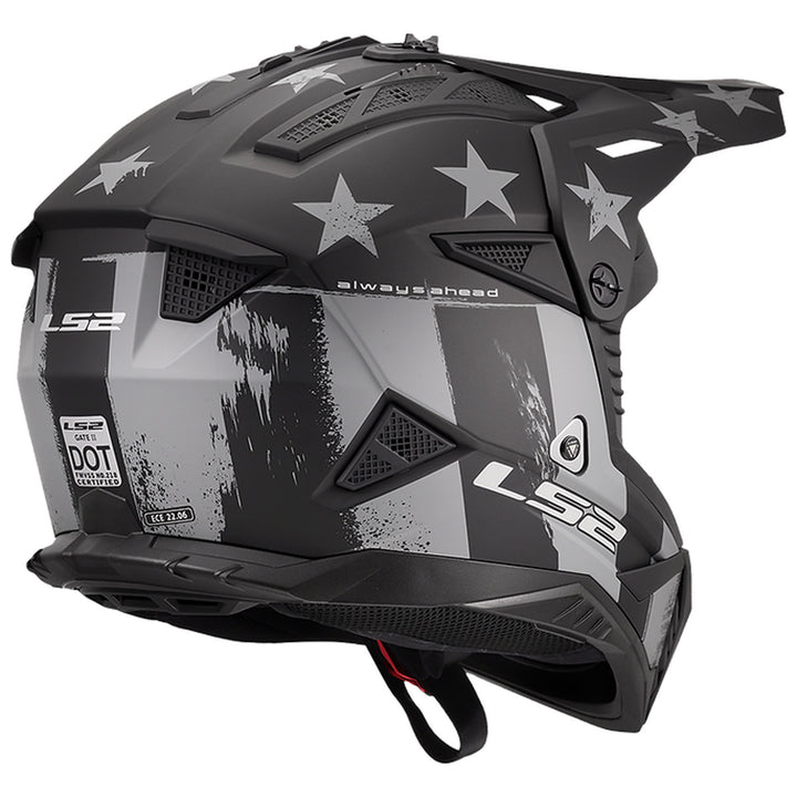LS2 Helmets Gate II Battle Scar Helmet Matte Tonal Gray/Black - Rear Right Side View