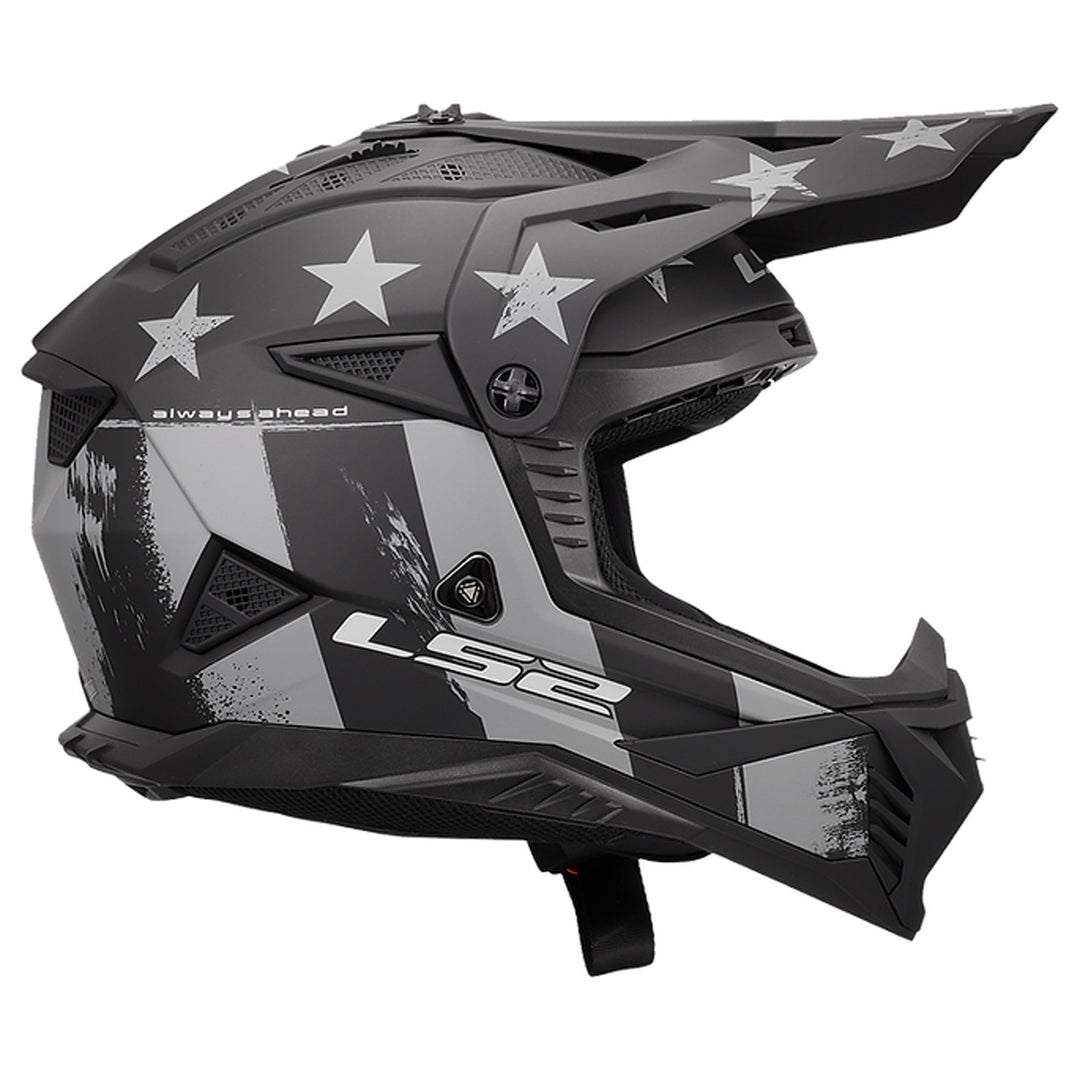 LS2 Helmets Gate II Battle Scar Helmet Matte Tonal Gray/Black - Right Side View