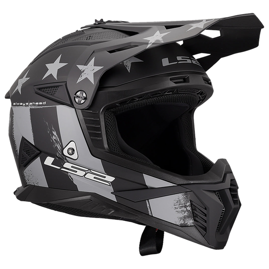 LS2 Helmets Gate II Battle Scar Helmet Matte Tonal Gray/Black - Front Right Side View