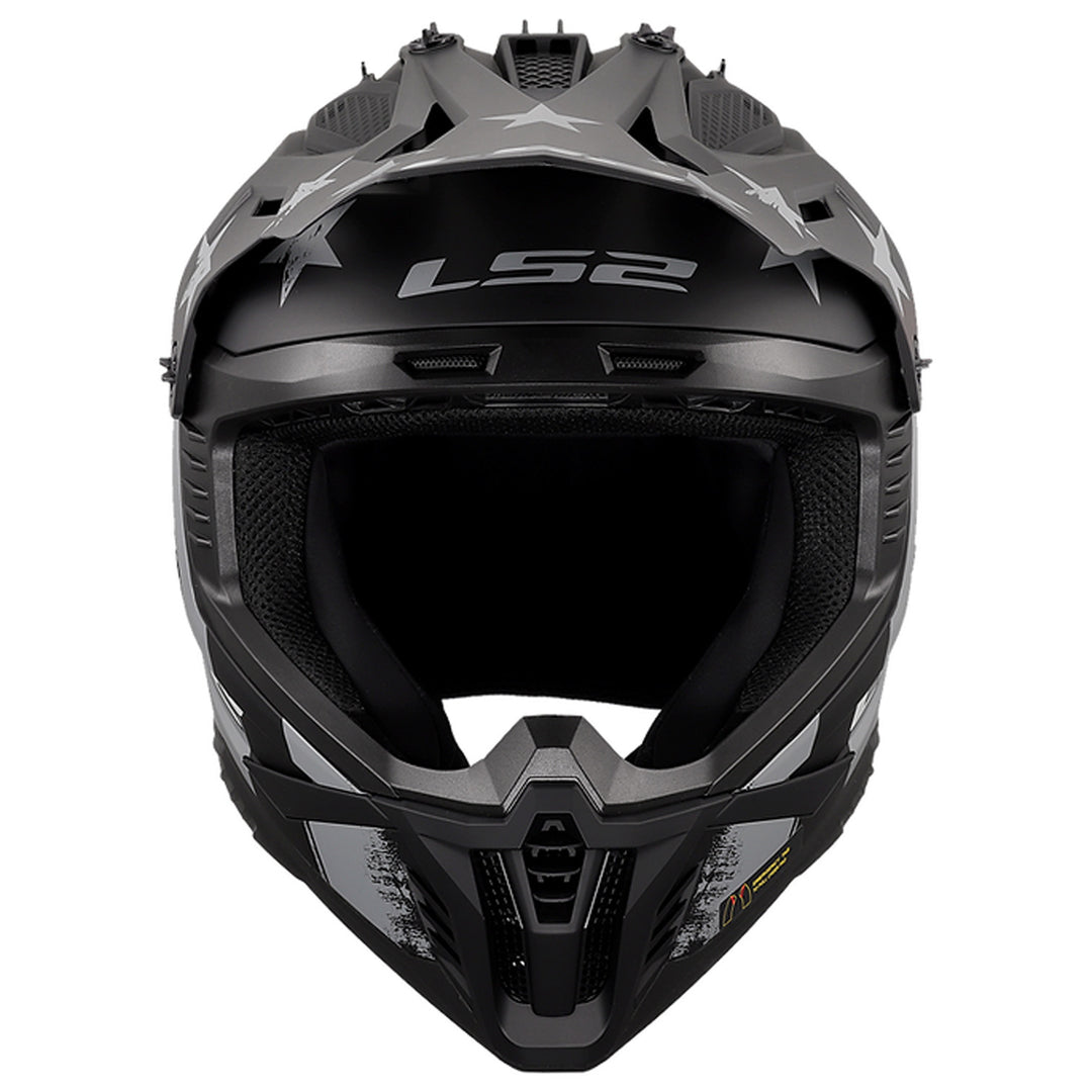 LS2 Helmets Gate II Battle Scar Helmet Matte Tonal Gray/Black - Front View
