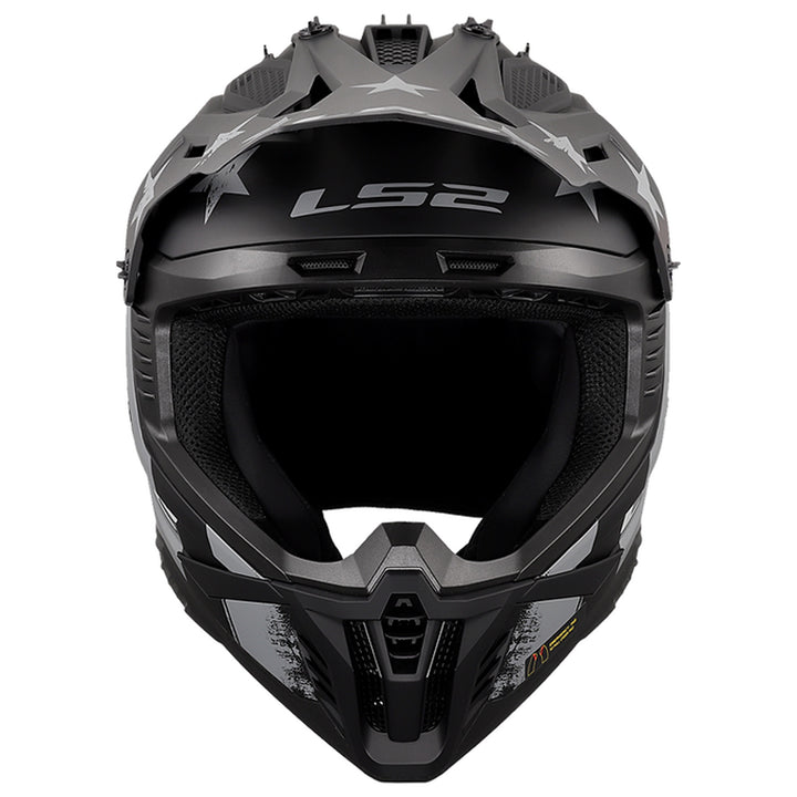 LS2 Helmets Gate II Battle Scar Helmet Matte Tonal Gray/Black - Front View