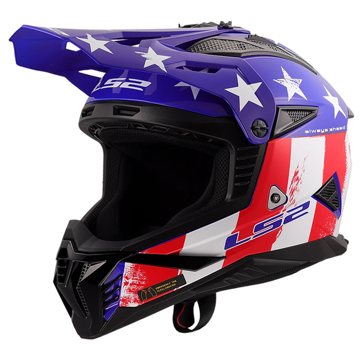 LS2 Helmets Gate II Battle Scar Helmet Gloss Red/White/Blue - Front Left Side View