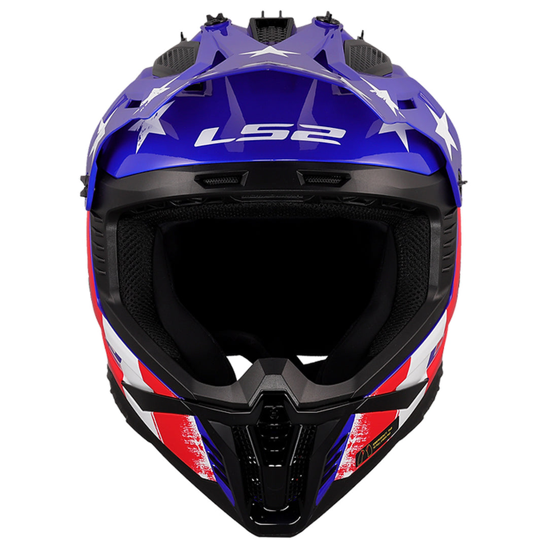 LS2 Helmets Gate II Battle Scar Helmet Gloss Red/White/Blue - Front View