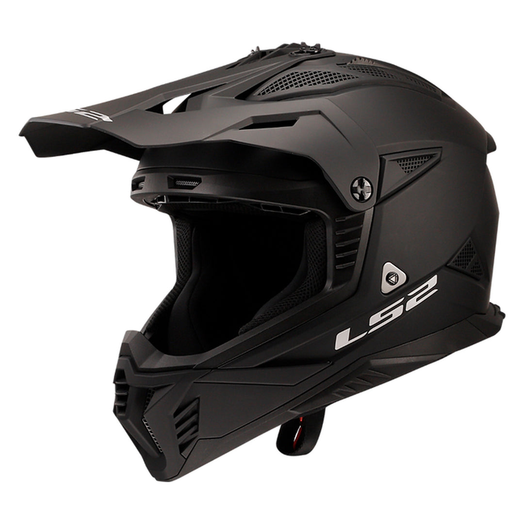 LS2 Helmets Gate II Solid Helmet Matte Black - Front Left Side View