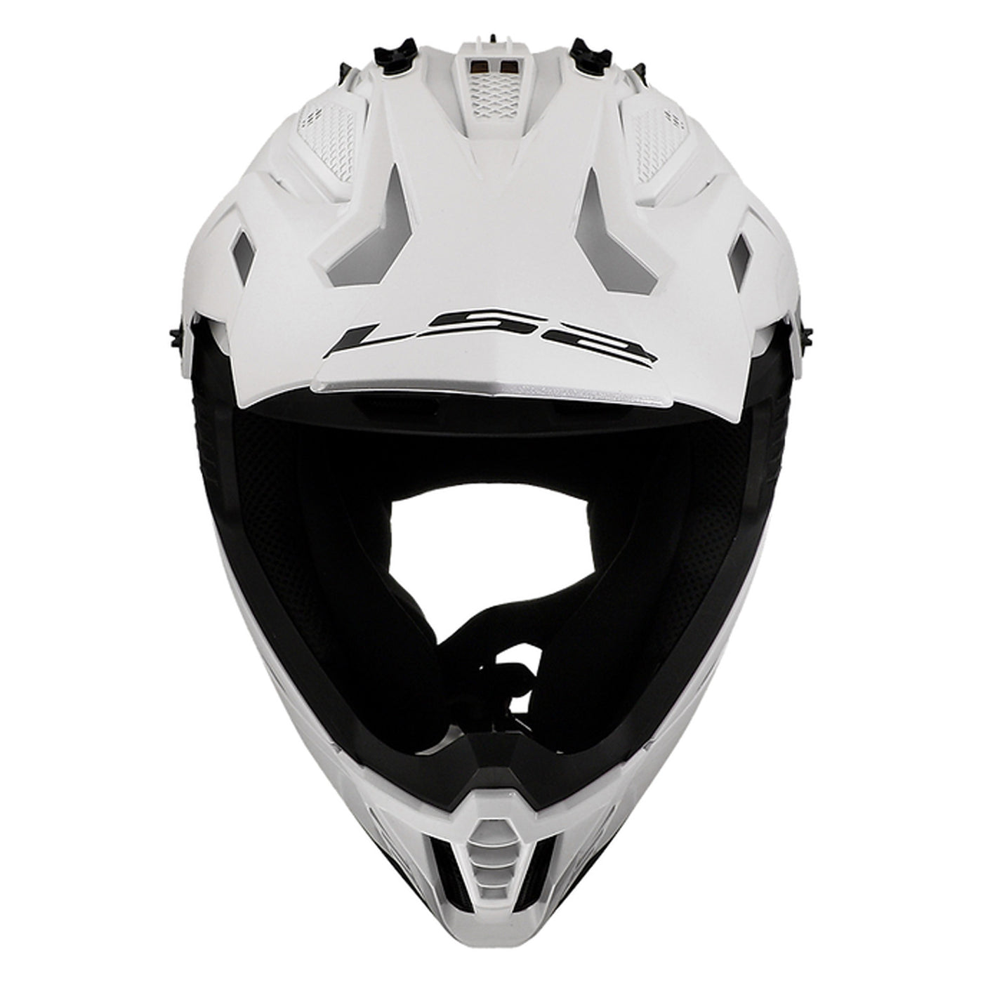 LS2 Helmets Gate II Solid Helmet Gloss White - Front Top View