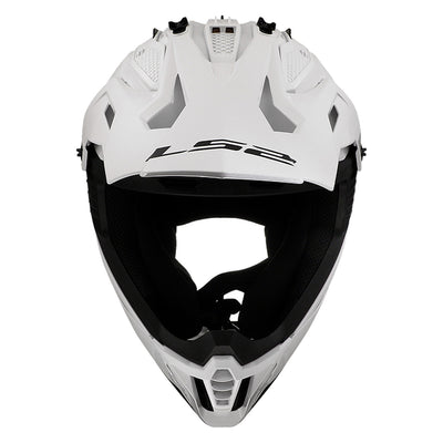 LS2 Helmets Gate II Solid Helmet Gloss White - Front Top View