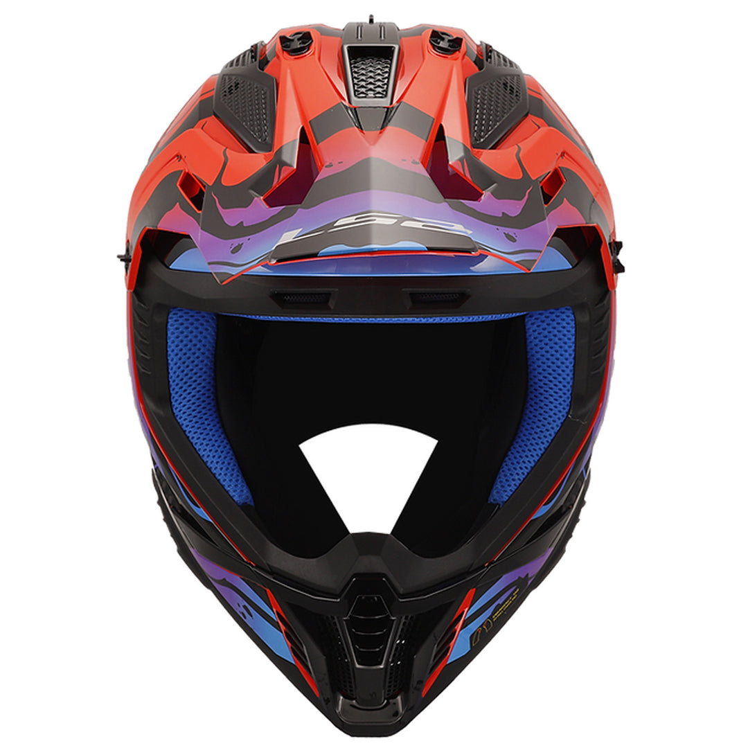 LS2 Helmets Gate II Wash Helmet Gloss Red/White/Blue - Front View