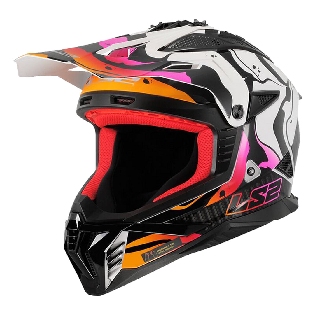 LS2 Helmets Gate II Wash Helmet Gloss White/Orange/Purple - Front Left Side View