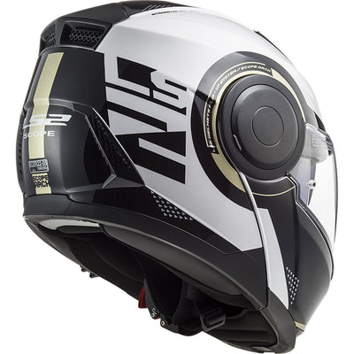 LS2 Helmets Horizon Arch Helmet Gloss Black/Titanium - Rear Side View