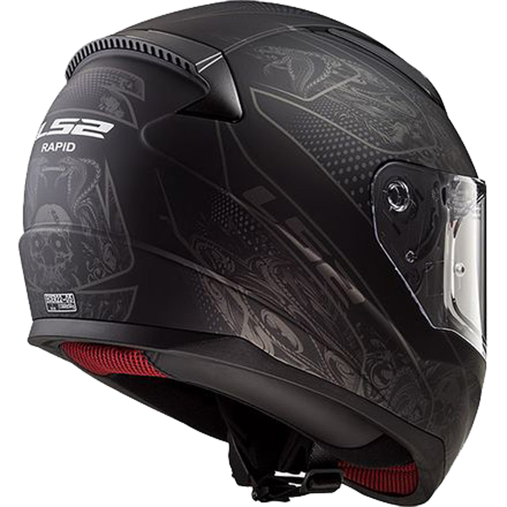LS2 Helmets Rapid II Crypt Helmet Matte Black - Rear Side View