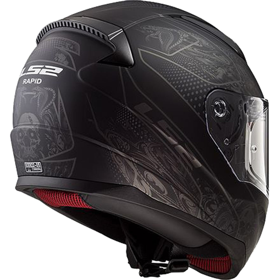 LS2 Helmets Rapid II Crypt Helmet Matte Black - Rear Side View