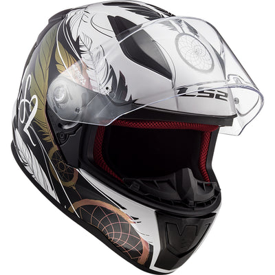 LS2 Helmets Rapid II Dream Catcher Helmet Gloss Chameleon/White - Front Right Side View with Faceshield Raised