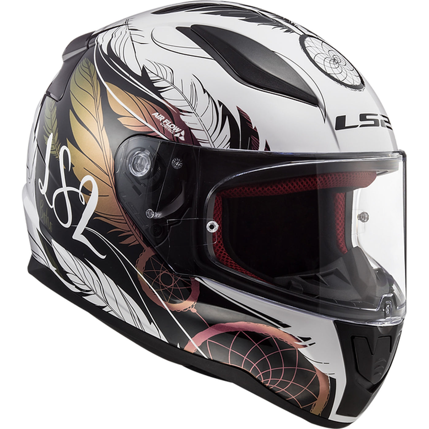 LS2 Helmets Rapid II Dream Catcher Helmet Gloss Chameleon/White - Front Right Side View