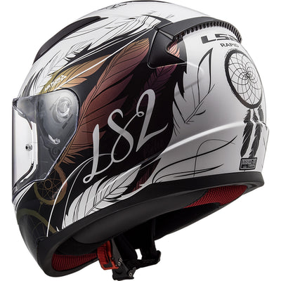 LS2 Helmets Rapid II Dream Catcher Helmet Gloss Chameleon/White - Rear Left Side View