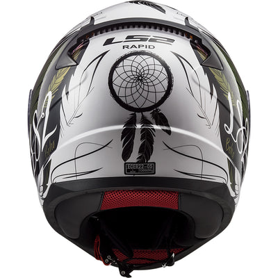 LS2 Helmets Rapid II Dream Catcher Helmet Gloss Chameleon/White - Rear View