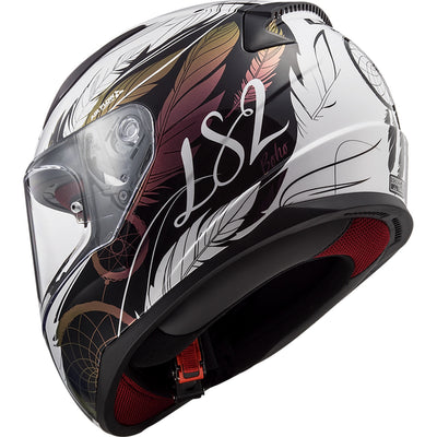 LS2 Helmets Rapid II Dream Catcher Helmet Gloss Chameleon/White - Angled Rear Left Side View