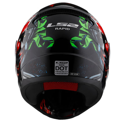 LS2 Helmets Rapid II Happy Dreams Helmet Gloss Black/Glow - Rear View