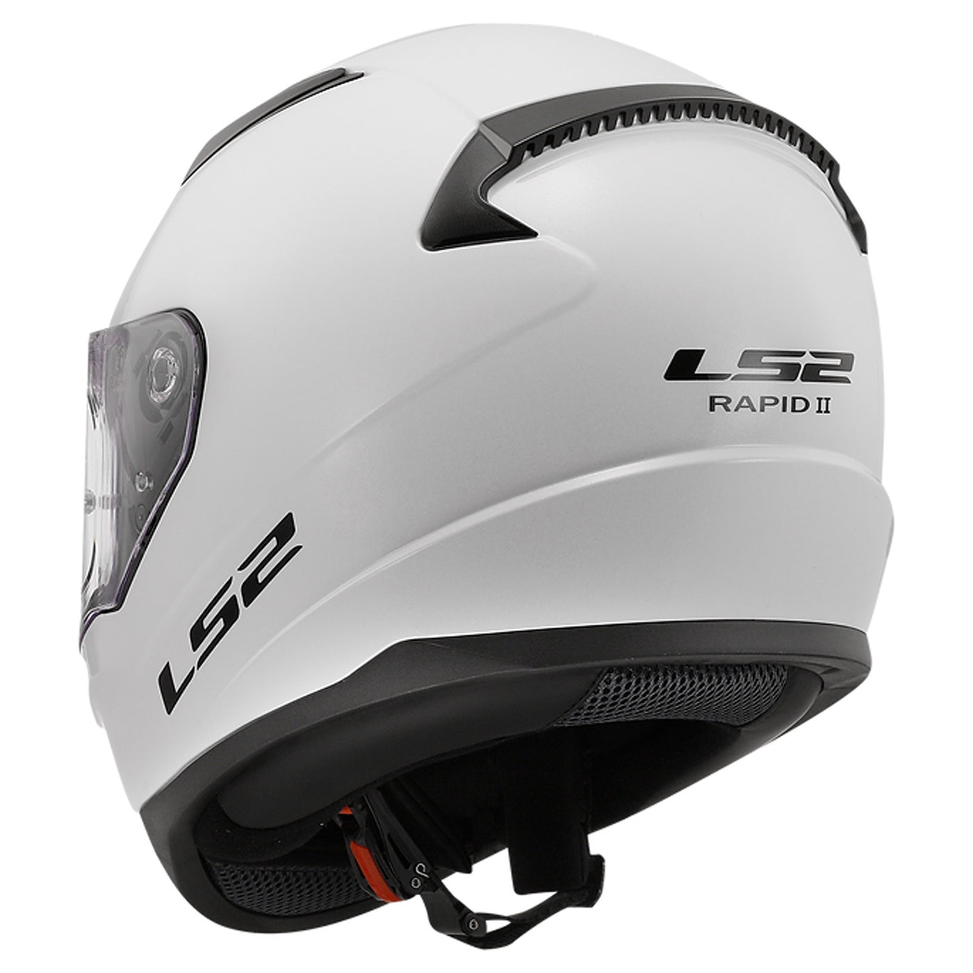 LS2 Helmets Rapid II Solid Helmet Gloss White - Rear Left Side View