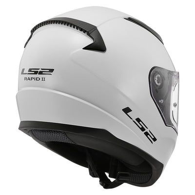 LS2 Helmets Rapid II Solid Helmet Gloss White - Rear Right Side View