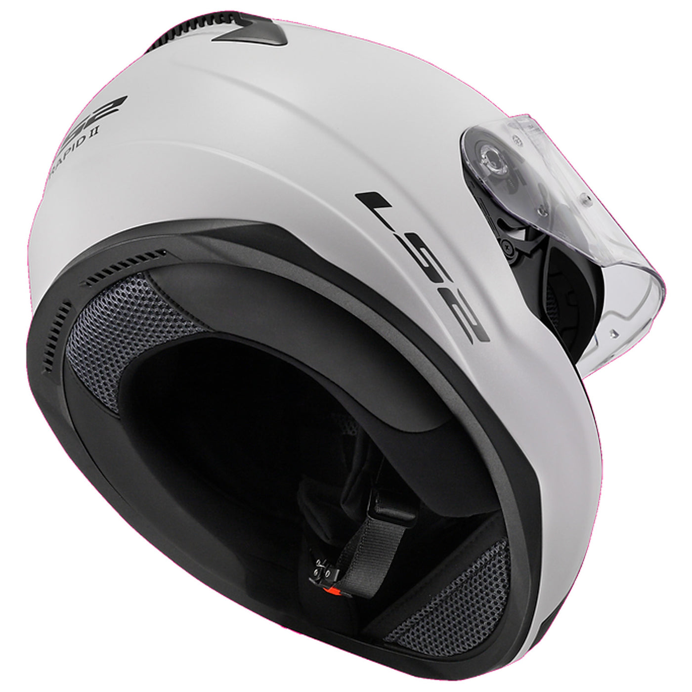 LS2 Helmets Rapid II Solid Helmet Gloss White - Angled Right Side View with Faceshield Raised