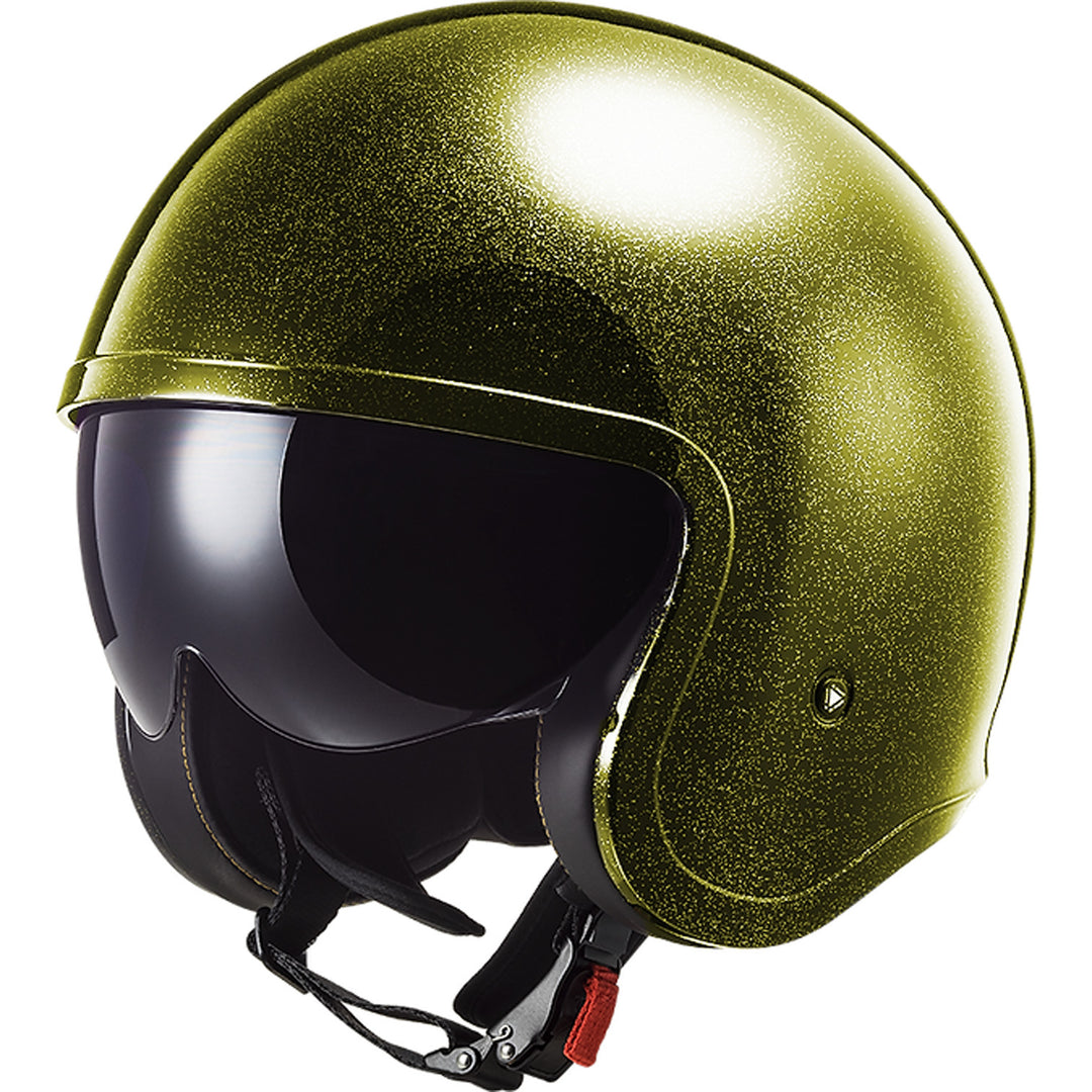 LS2 Helmets Spitfire Disco Helmet Gloss Black/Gold Flakes - Front Side View