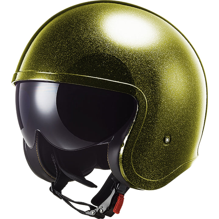 LS2 Helmets Spitfire Disco Helmet Gloss Black/Gold Flakes - Front Side View