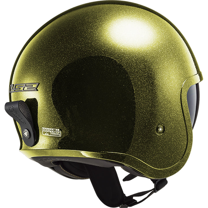 LS2 Helmets Spitfire Disco Helmet Gloss Black/Gold Flakes - Rear Side View