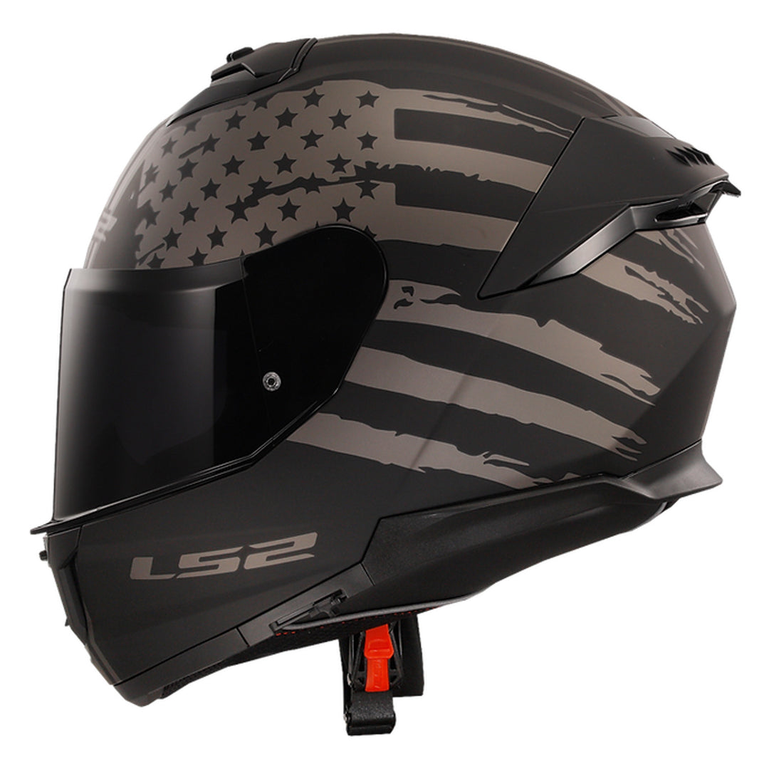 LS2 Helmets Stream II America Helmet Matte Black - Left Side View