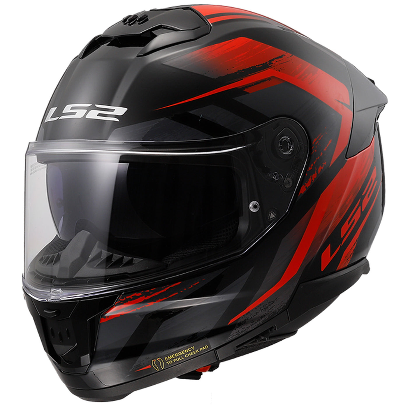 LS2 Helmets Stream II Fury Helmet Gloss Black/Red - Front Side View