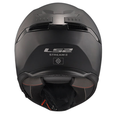 LS2 Helmets Stream II Solid Helmet Matte Black - Rear View