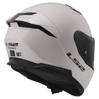 LS2 Helmets Stream II Solid Helmet Gloss White - Rear Right Side View