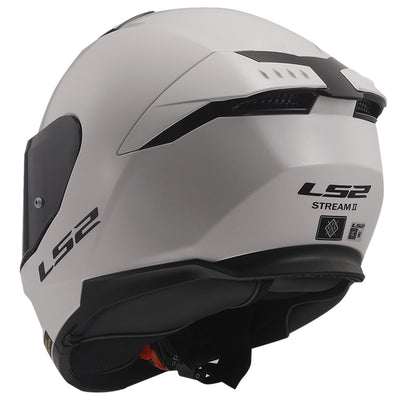 LS2 Helmets Stream II Solid Helmet Gloss White - Rear Left Side View