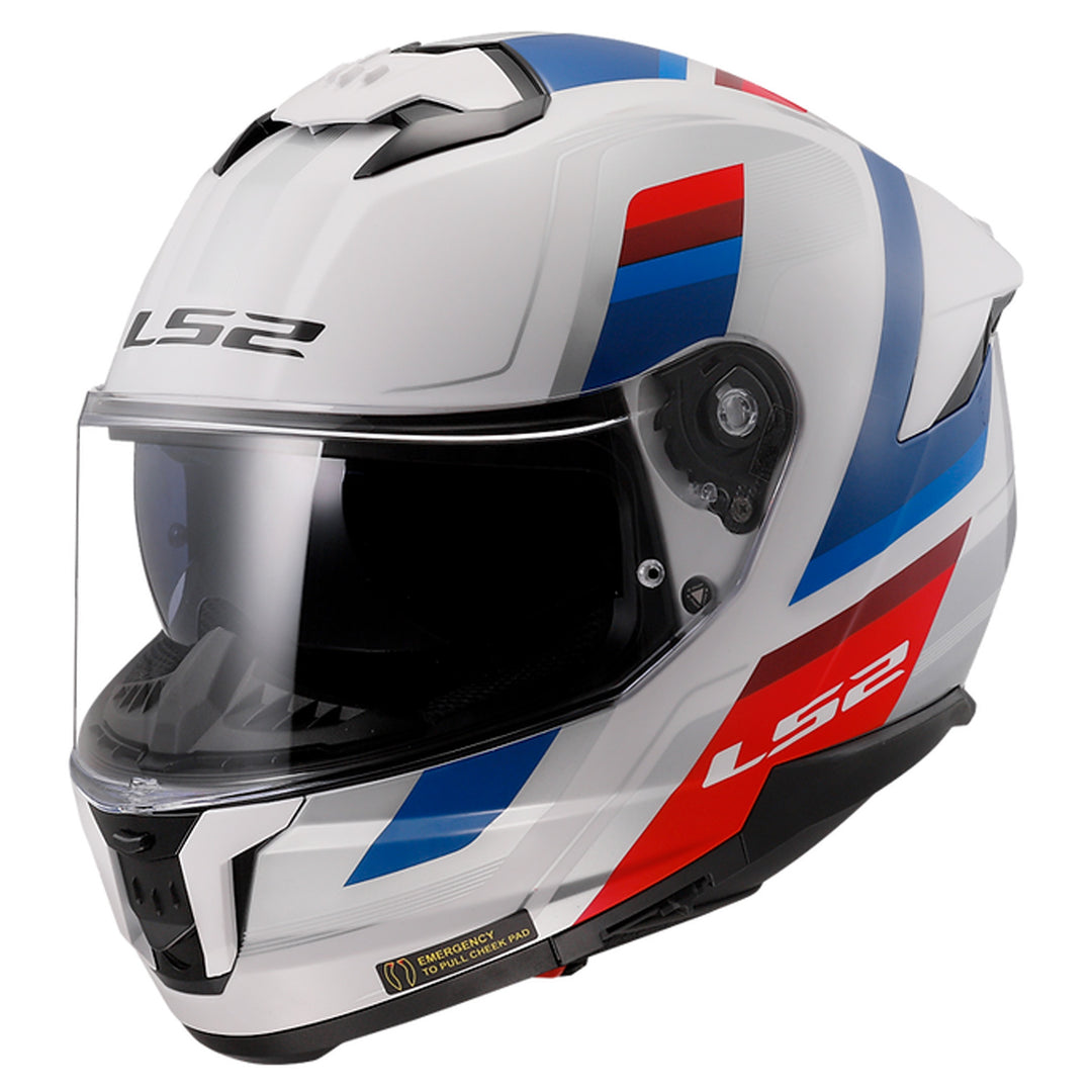 LS2 Helmets Stream II Vintage Helmet White/Blue/Red - Front Side View