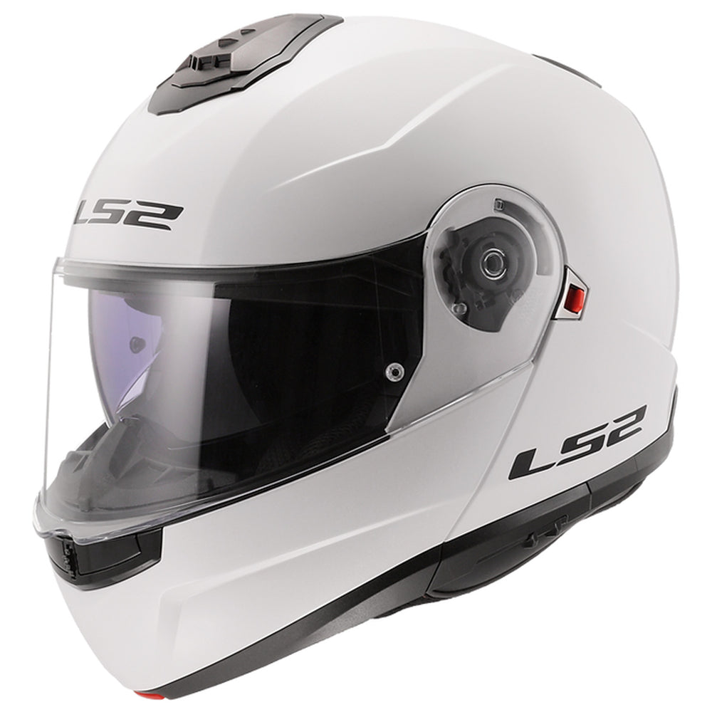 LS2 Helmets Strobe II Solid Helmet Gloss White - Front Left Side View