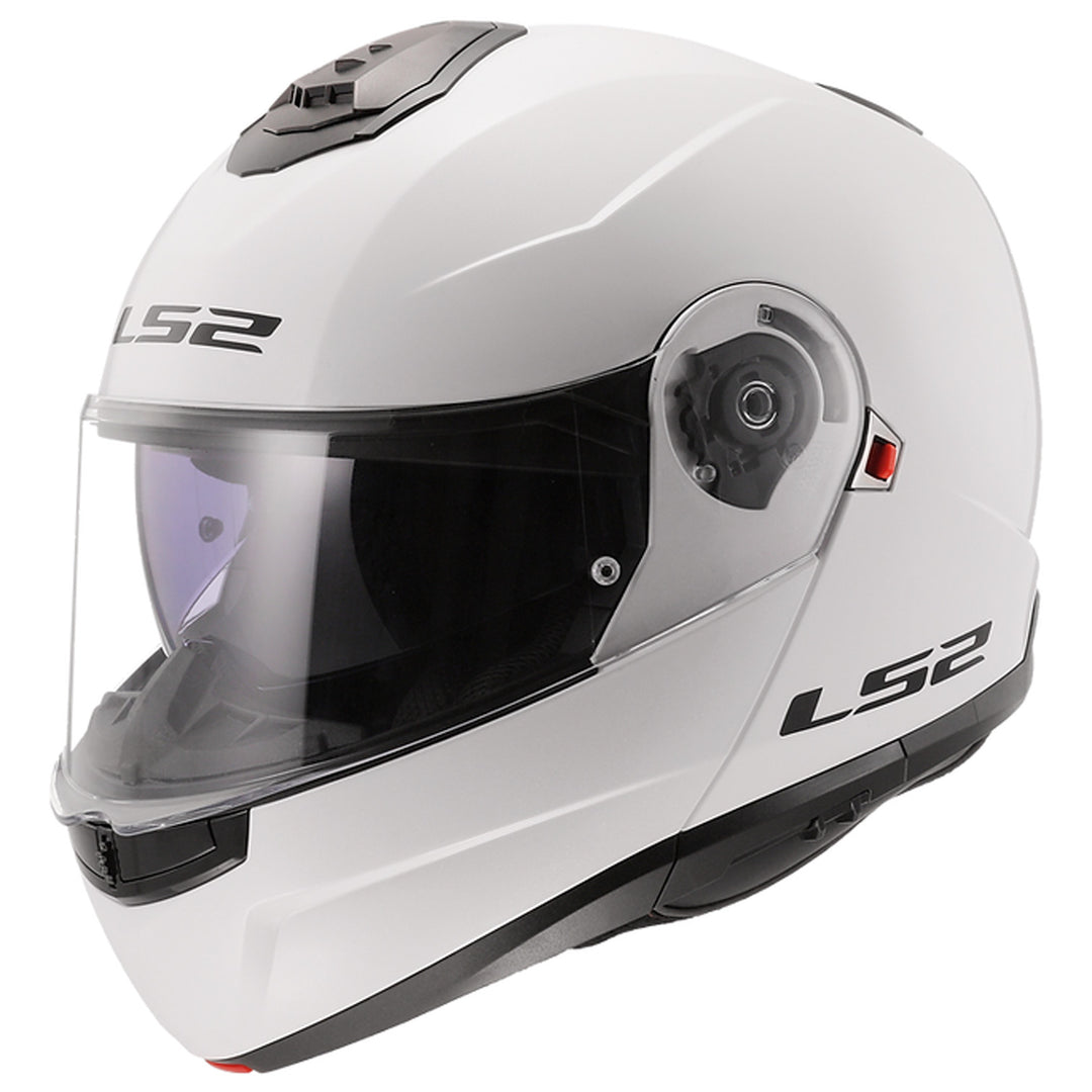 LS2 Helmets Strobe II Solid Helmet Gloss White - Front Left Side View