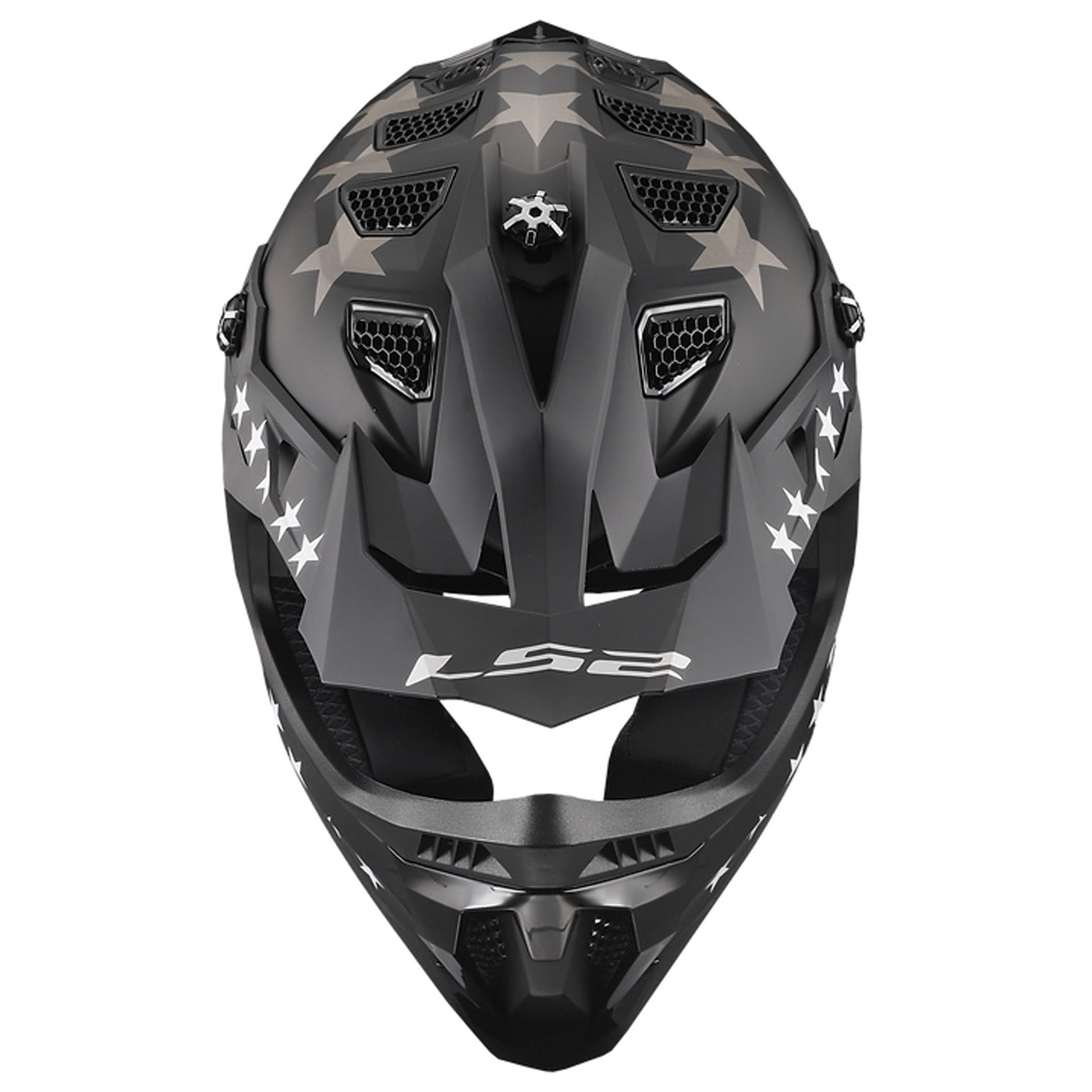 LS2 Helmets Subverter EVO 76 Helmet Matte Black/White/Gray - Top Front View