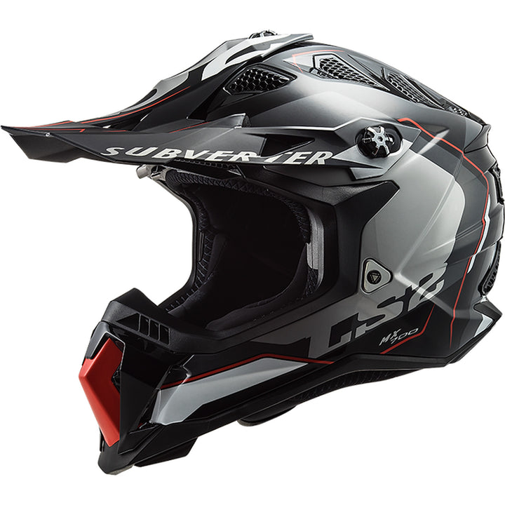 LS2 Helmets Subverter EVO Arched Helmet Gloss Black/Red/Silver - Front Left Side View