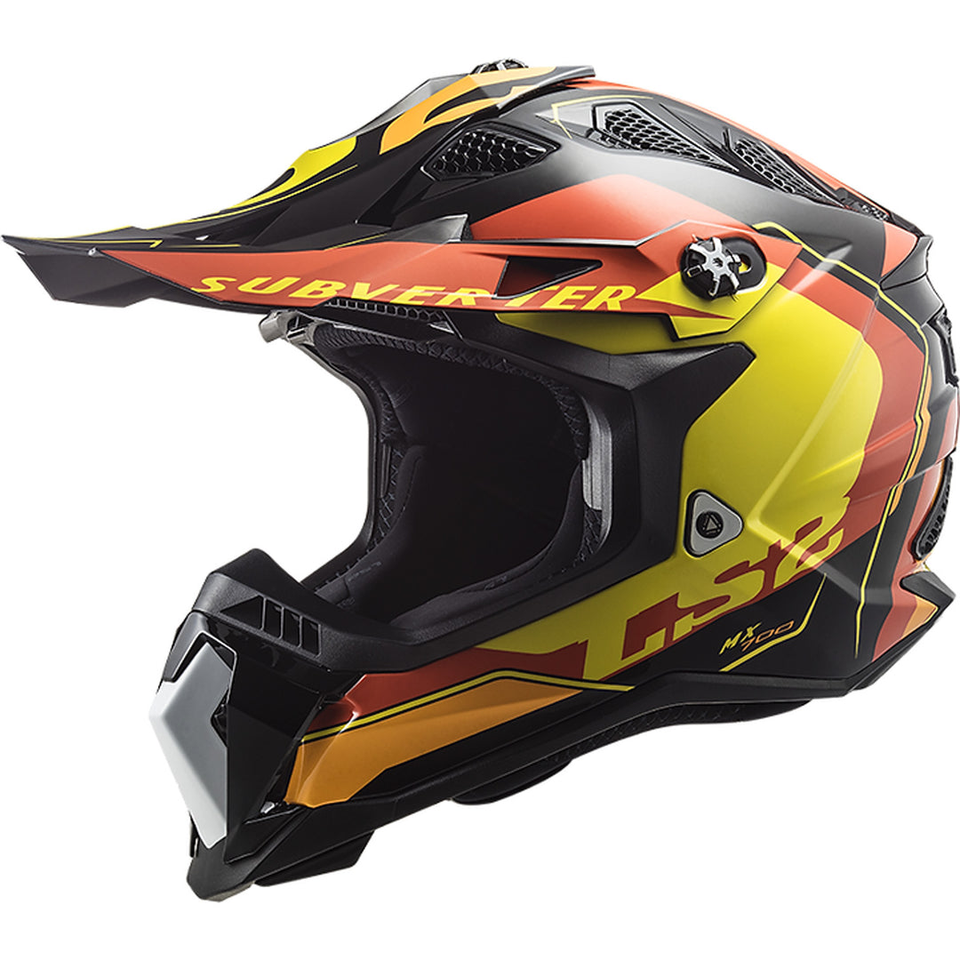 LS2 Helmets Subverter EVO Arched Helmet Gloss Black/Yellow/Orange - Front Left Side View