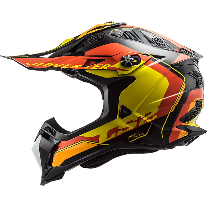 LS2 Helmets Subverter EVO Arched Helmet Gloss Black/Yellow/Orange - Left Side View