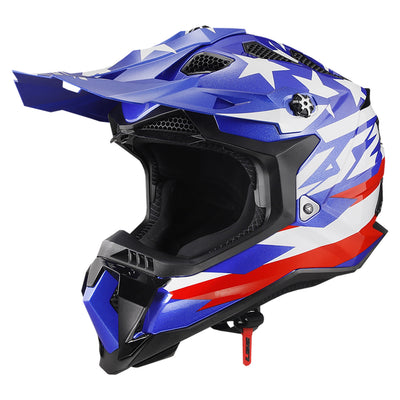 LS2 Helmets Subverter EVO United Helmet Gloss Red/White/Blue - Front Left Side View